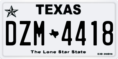 TX license plate DZM4418