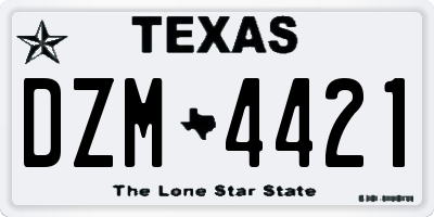 TX license plate DZM4421