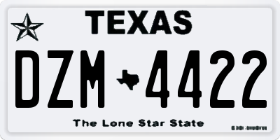 TX license plate DZM4422