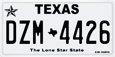 TX license plate DZM4426