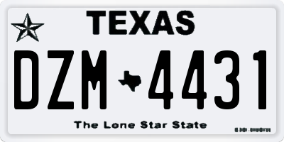 TX license plate DZM4431