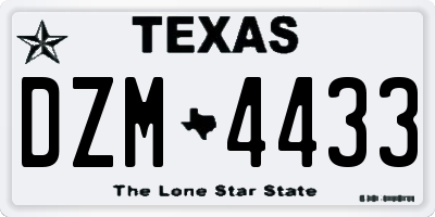 TX license plate DZM4433