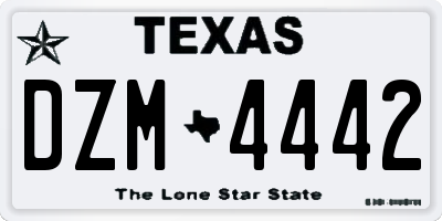 TX license plate DZM4442