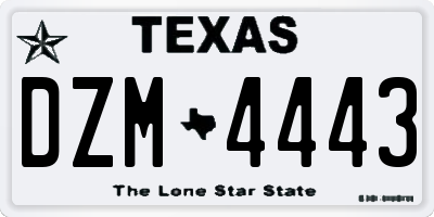 TX license plate DZM4443