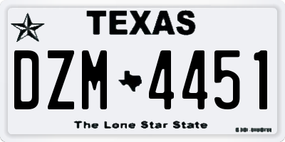 TX license plate DZM4451