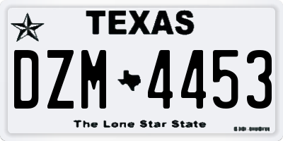 TX license plate DZM4453
