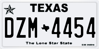 TX license plate DZM4454