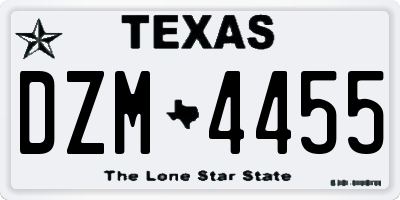 TX license plate DZM4455