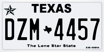 TX license plate DZM4457