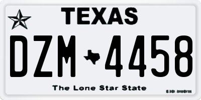 TX license plate DZM4458