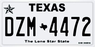 TX license plate DZM4472
