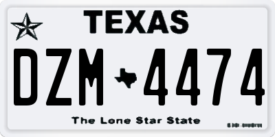 TX license plate DZM4474
