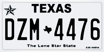 TX license plate DZM4476