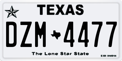 TX license plate DZM4477