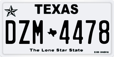 TX license plate DZM4478