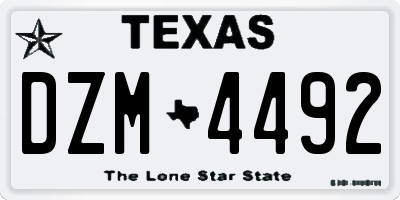 TX license plate DZM4492