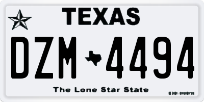 TX license plate DZM4494