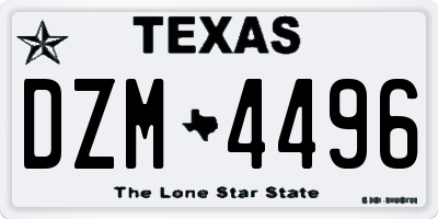 TX license plate DZM4496