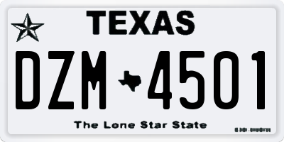 TX license plate DZM4501