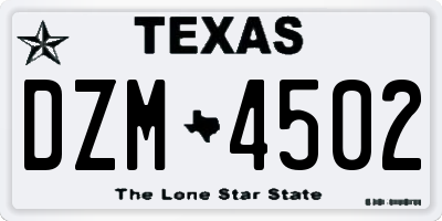 TX license plate DZM4502