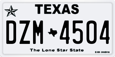 TX license plate DZM4504