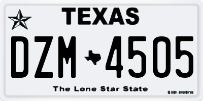 TX license plate DZM4505