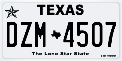 TX license plate DZM4507