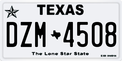 TX license plate DZM4508