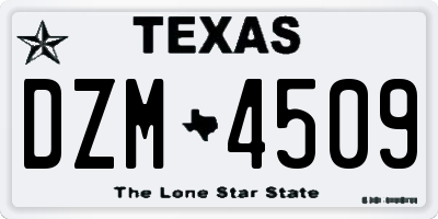 TX license plate DZM4509