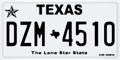 TX license plate DZM4510