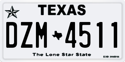 TX license plate DZM4511