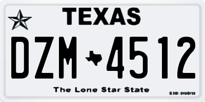 TX license plate DZM4512