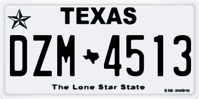 TX license plate DZM4513
