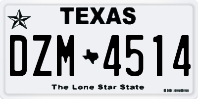 TX license plate DZM4514