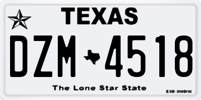 TX license plate DZM4518