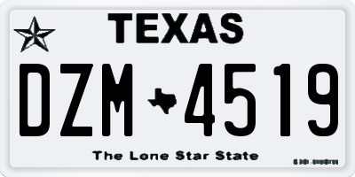 TX license plate DZM4519