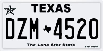 TX license plate DZM4520