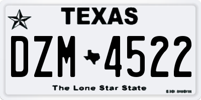 TX license plate DZM4522