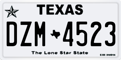 TX license plate DZM4523
