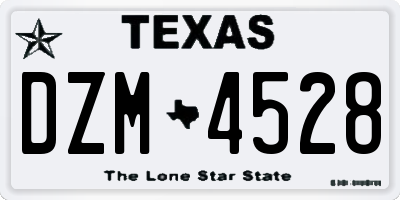 TX license plate DZM4528