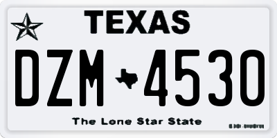 TX license plate DZM4530