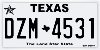 TX license plate DZM4531
