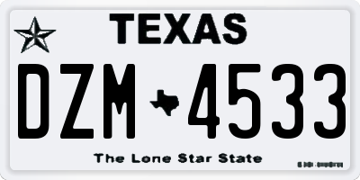 TX license plate DZM4533