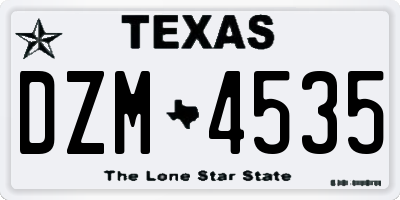 TX license plate DZM4535