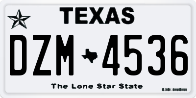 TX license plate DZM4536