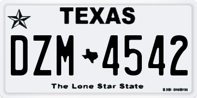 TX license plate DZM4542