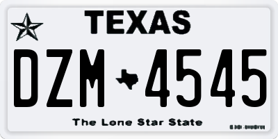 TX license plate DZM4545