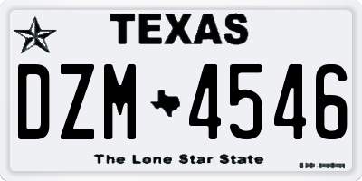 TX license plate DZM4546