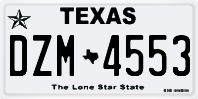 TX license plate DZM4553