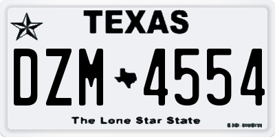 TX license plate DZM4554
